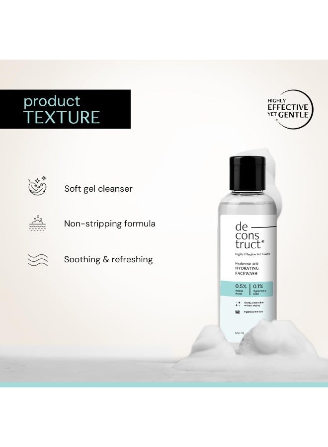 Deconstruct Hyaluronic Acid Hydrating Facewash- 0.5% Amino Acids + 0.1% Hyaluronic Acid | Gentle Cleanser | Hydrating | For Dry Skin | 100ml - Image 3